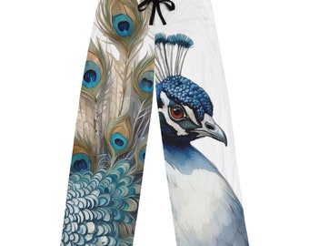 Peacock Portrait on Men's Pajama Pants (AOP)