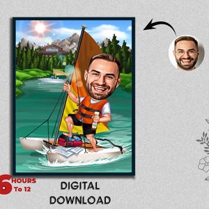 Male Boys Boat Ride Surfing Drinking Beach outdoor Open air entertainment Outing Ship Boat Cruising Ocean travel Maritime journey Caricature
