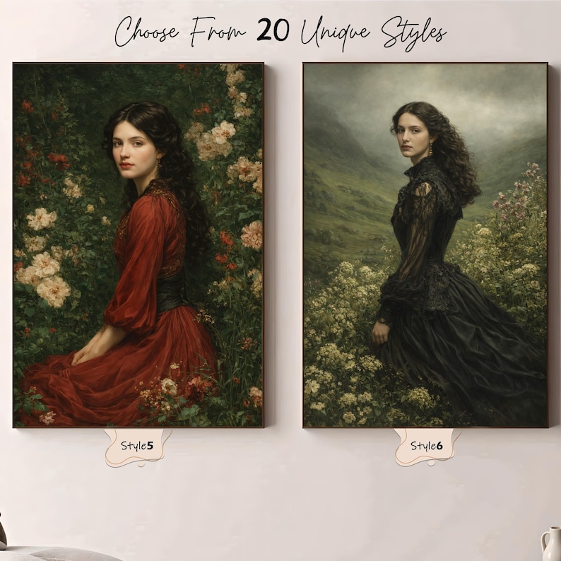Custom Victorian Portrait, Elegant Lady Painting, Vintage Wall Art - Etsy