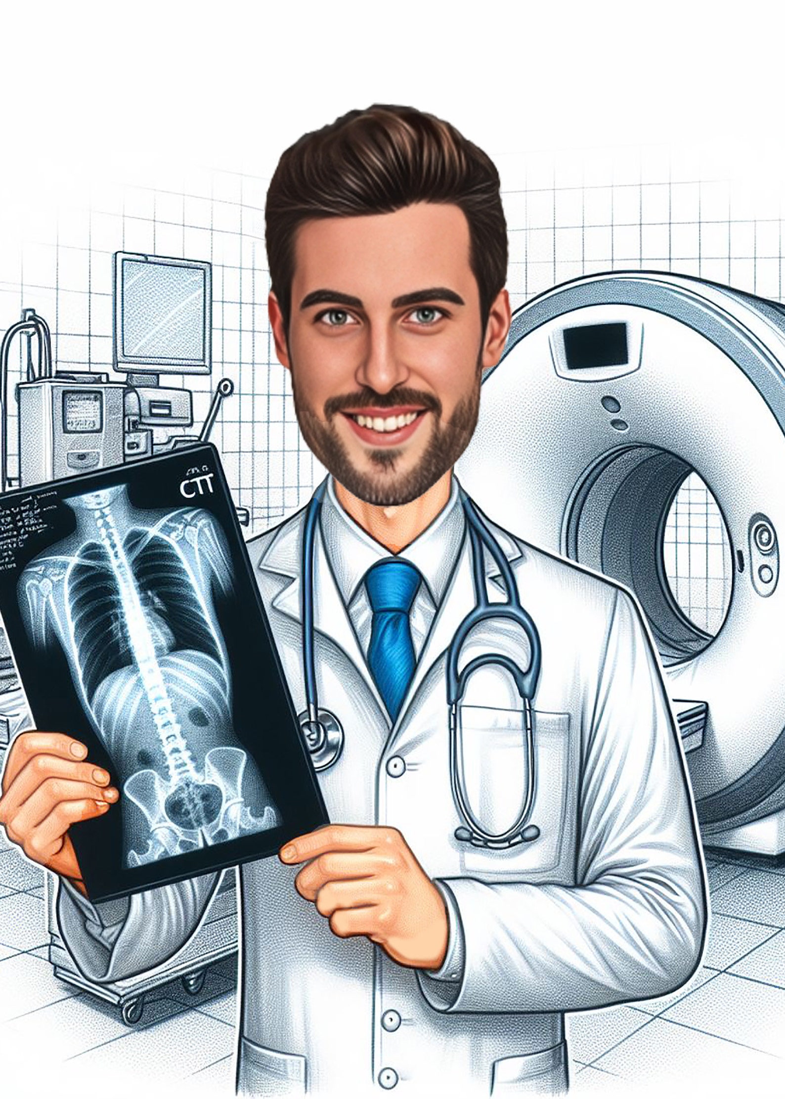 Male Radiologist Doctor Caricature Gift Retired Radiologist Doctor ...