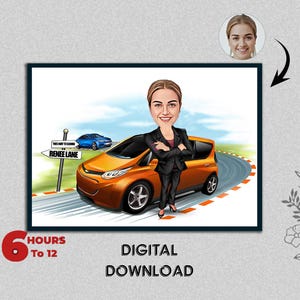 Female Girls Ladies Beach Vacations Holidays Caricature Car Riding Racing Music Lovers Enjoying Travel Road Trip Digital Download Birthday