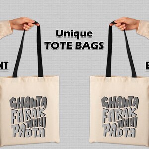 Funny “ Ghanta Farak Nahi Parta ” Tote Bag – Minimalist Quote text Design, Reusable Eco Bag, Best Gift for girls Quirky Shopping Bag