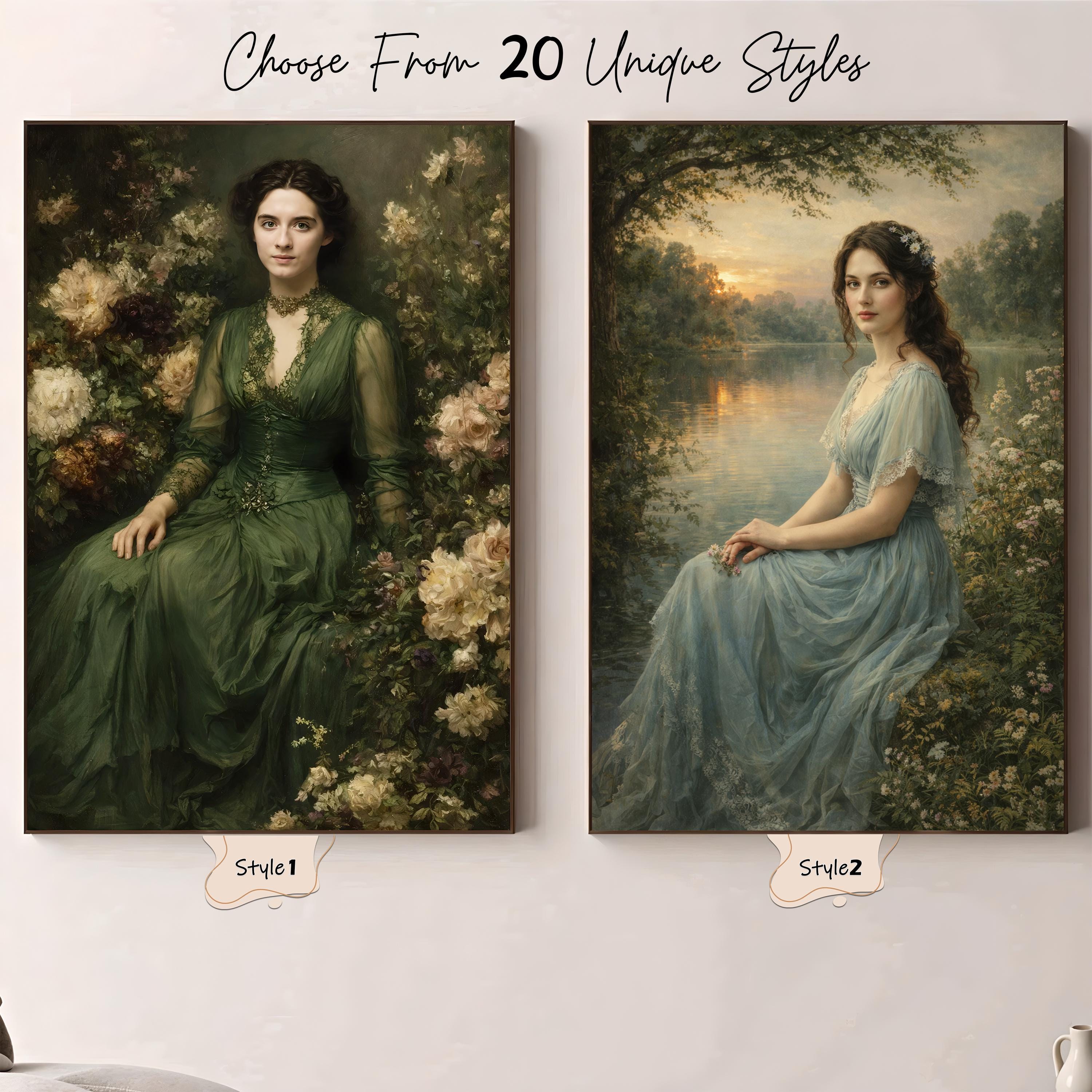 Custom Victorian Portrait, Elegant Lady Painting, Vintage Wall Art - Etsy