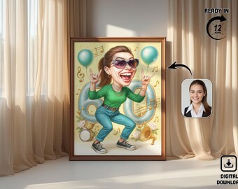 Custom Caricature Portrait: Funny Cartoon from Photo (Digital Download)
