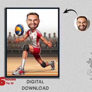 Male Boy Men Handball Player Caricature Portrait Handballer Football Team member Gift Rugby Sports Lover Birthday Gift Photo Cartoon Digital