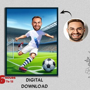 Custom Football Player Caricature Portrait Athletic Player Gift for Male Sports Player Funny Male Photo to Cartoon Digital Download