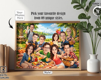 Custom Caricature Portrait, Friends & Family Cartoon Illustration (Digital Download)