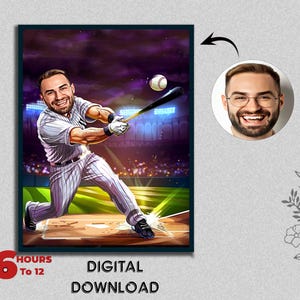 Personalisiertes Porträt von Baseballspieler Baseball Sport Basisball Sport Stadion Sportplatz Porträt Karikatur Design Geburtstagsgeschenk