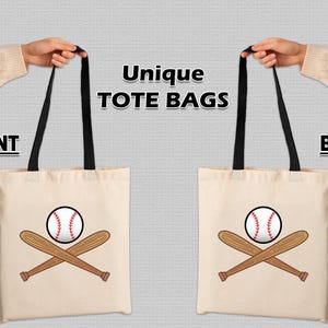 Baseballschläger und Ball-Einkaufstasche - Doppelseitige Segeltuchtasche mit entzückendem Baseball-Design, umweltfreundliche wiederverwendbare Einkaufstasche, bestes Geschenk
