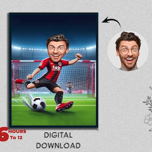 Made to Order Football Player Caricature Portrait Athletic Player Gift for Male Sports Player Funny Male Photo to Cartoon Digital Download