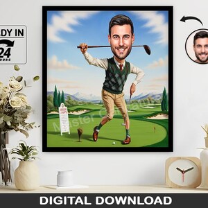 Custom Golf Player Caricature, Personalized Golfer Art Digital Download, Fun Golf Gift, Custom Sports Portrait, Golfing Fan Gift, Unique Art