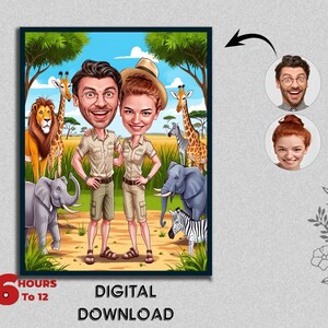 Custom Caricature of Wildlife Inspector Wild caretaker Wildlife Warden Forest Ranger Nature Protector Digital Download Birthday Gift