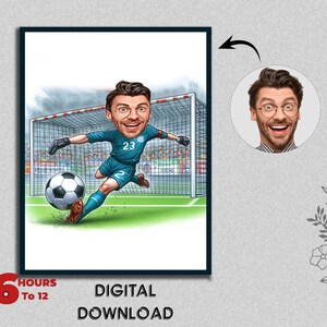 Personalized Football Player Caricature Portrait Athletic Player Gift for Male Sports Player Funny Male Photo to Cartoon Digital Download