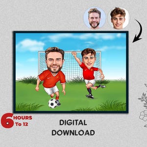 Customized Football Player Caricature Portrait Athletic Player Gift for Male Sports Player Funny Male Photo to Cartoon Digital Download