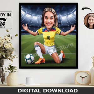 Personalized Female Football Caricature: Custom Sports Portrait (Digital Download