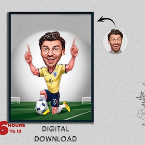 Boys Men Football Player Coach Caricature Portrait Athletic  Soccer Player Gift Male Sports Player Funny Photo to Cartoon Digital Download