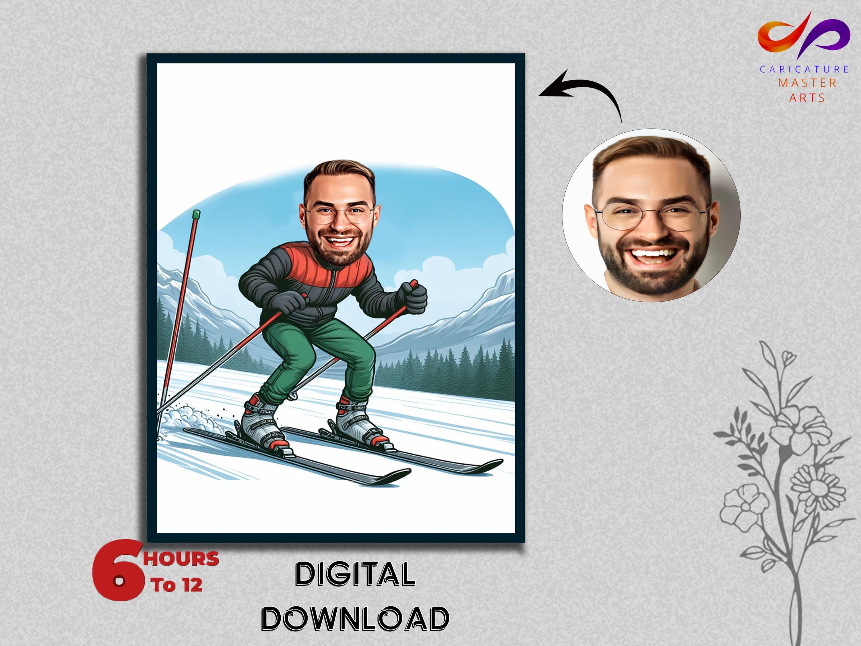 Customized Caricature of Ice Skating Coach Portrait Ice Skating Coach Caricature Unique Gift for Coach Birthday Gift Digital Download