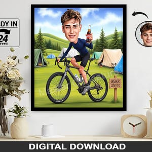 Custom Cyclist Caricature: Funny Bike Rider Portrait (Digital Download)