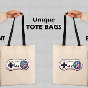 Draagtas videogamecontroller – tekenfilms, games, PS-controller schattige dubbelzijdige canvas tas, herbruikbaar cadeau voor dierbaren en vrienden
