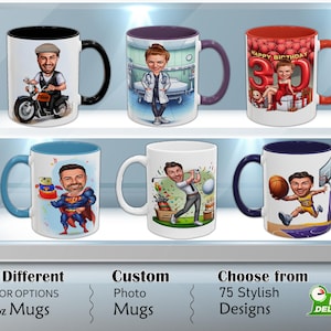 Made to Order Karikatur Becher vom Foto Lustige Tasse für Männer Cartoon Kaffeetasse lustiges Geschenk für ihn Papa Bruder Freund Opa individuelle Teetasse