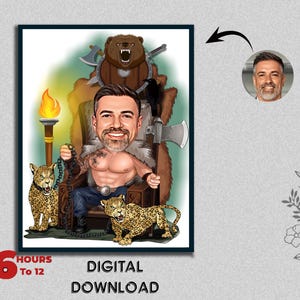 Male Caricature of Wildlife Animal Pet Lover Wild Caretaker Wildlife Warden Forest Ranger Nature Protector Digital Download Birthday Gift