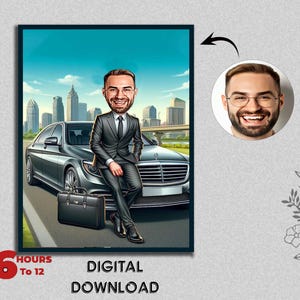 New BUSINESSMAN CARICATURE Personalized Gifts For Boss Cartoon Drawing Form Photo Unique Art Perfect for Work Colleagues Office Worker Staff