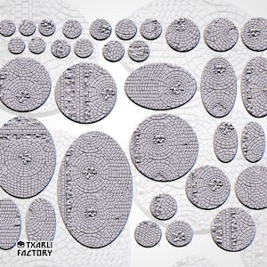 Basi stradali medievali + basi decorative – Basi compatibili con Wargaming stampate in 3D (28 mm/32 mm) di Txarli Factory