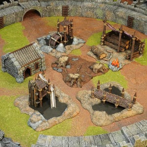 Terreinset voor een ork-mijnkamp | Houtzagerij, pakhuis, mijnbouw | MESBG | Conquest Creation | 28 mm/32 mm