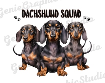 Dachshund Squad PNG: Funny Dog Sublimation Design (Digital Download
