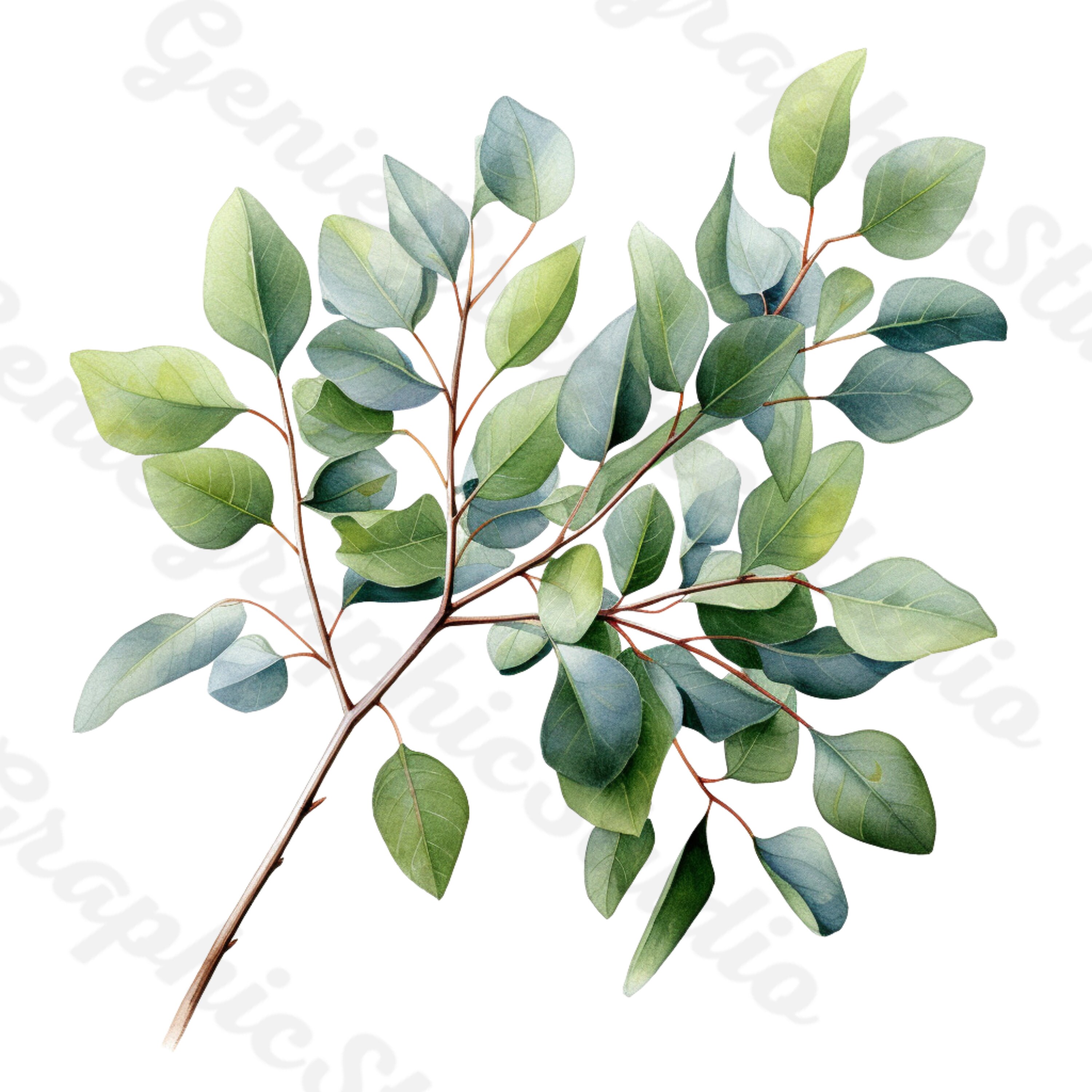 Watercolor Eucalyptus Clipart: Greenery Foliage PNG (digital Download ...