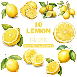 Lemon Clipart, Watercolor Lemon png, Fruit Clipart, Summer Clipart For Scrapbooking, Instant Download For Commercial Use
