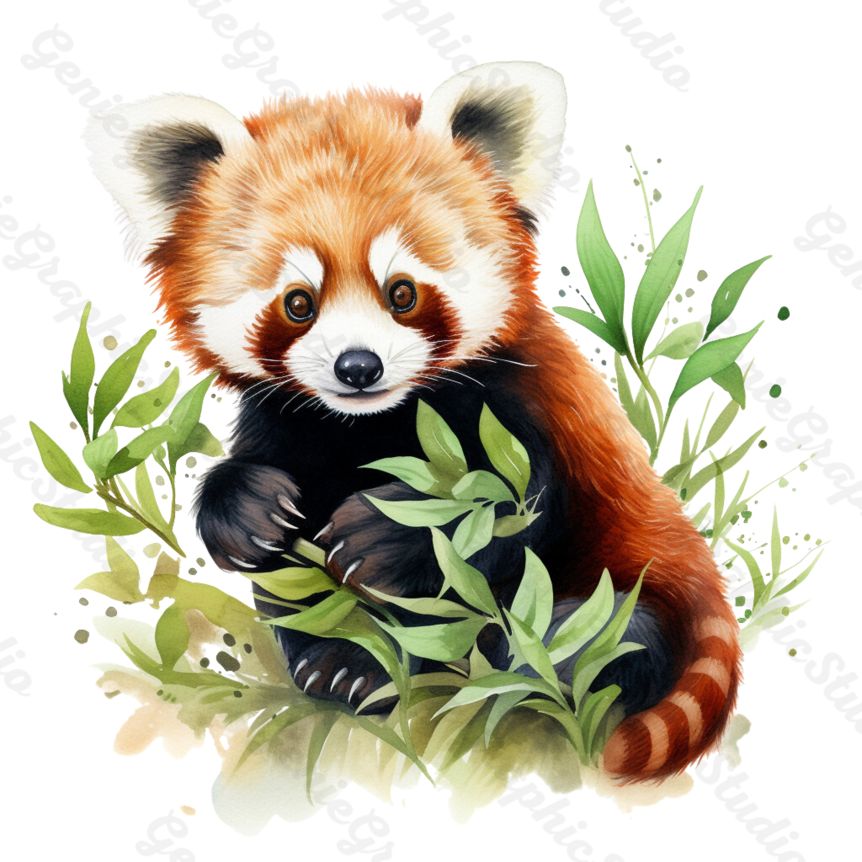Red Panda Clipart, Watercolor Panda PNG, Animal Clipart for Commercial ...