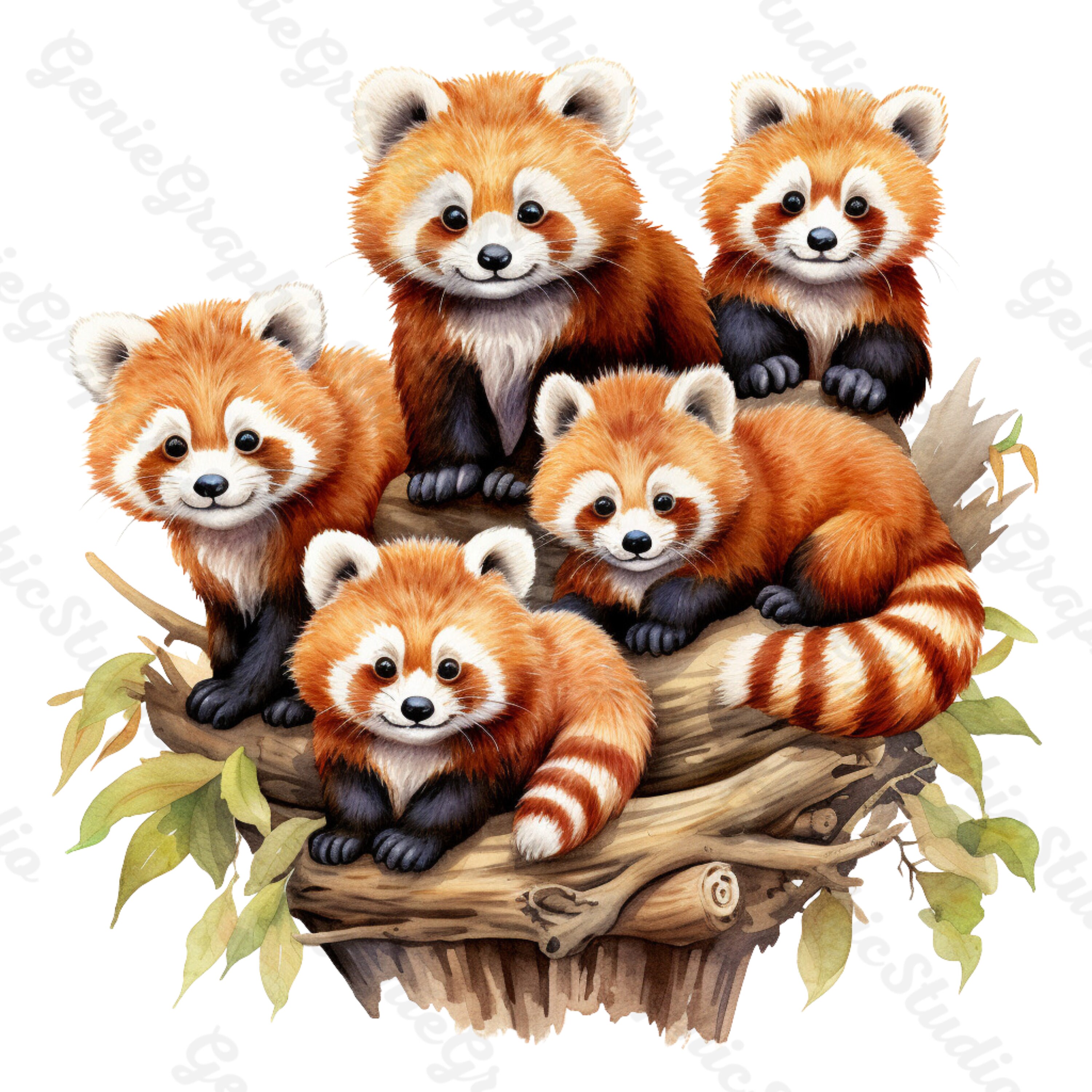 Red Panda Clipart, Watercolor Panda PNG, Animal Clipart for Commercial ...