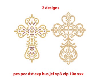 Ornate Orthodox Cross Stitch Embroidery Design – Christening Baptism (Digital Design)