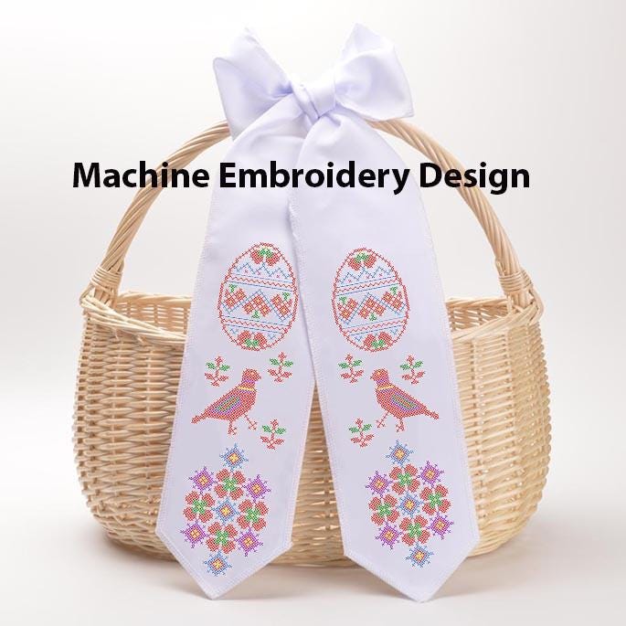 Ukrainian Easter Basket Bow Machine Embroidery Design (digital Design ...