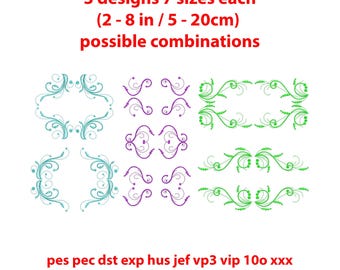 Monogram Border Curl Border Machine Embroidery Design - Curls Swirls ...