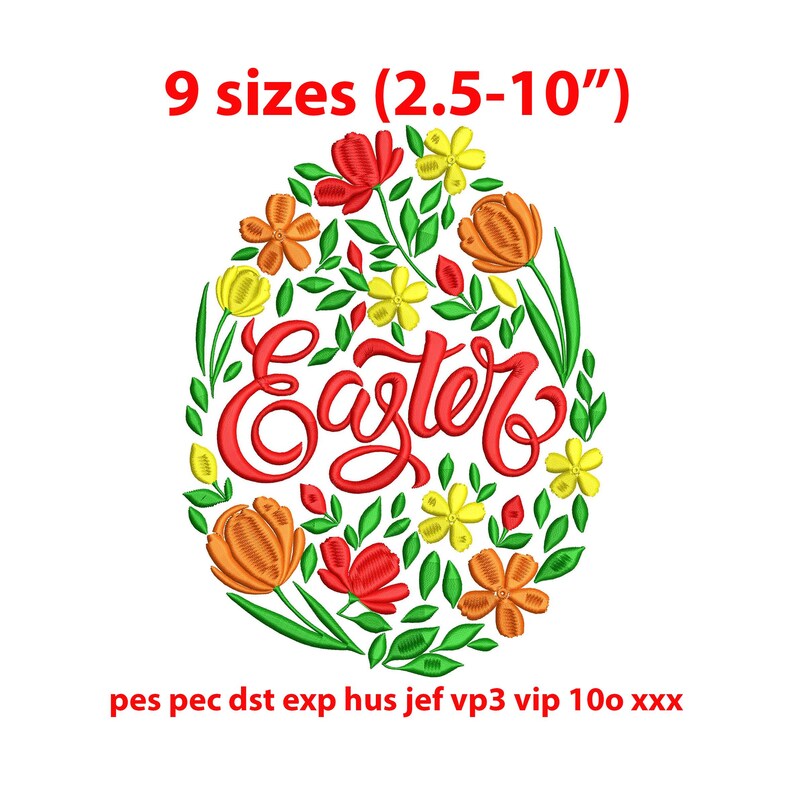 Easter Flower Egg - Machine Embroidery Design - Happy Easter Design for ...
