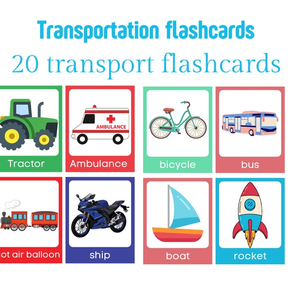 Transport Flashcards | Montessori Flashcards, Homeschool, Preschool | Classroom, Printables, Learning Materials | Digital Download, toddlers