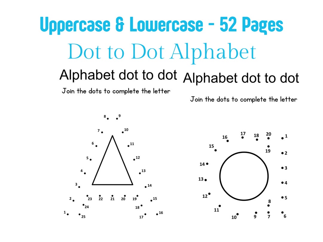 52 Pages Dot to Dot Alphabet Printable Worksheet, Alphabet Worksheets