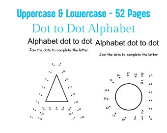 52 Pages dot to dot alphabet printable worksheet, Alphabet worksheets, Alphabet coloring pages, Dot to dot worksheet, Preschool Homeschool