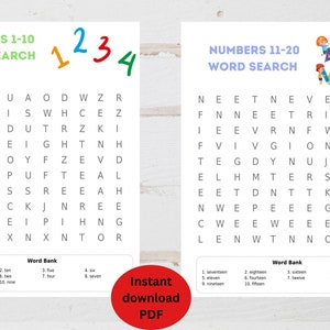 5 word Search Printable Puzzle Kindergarten First Grade Word Search BUNDLE WORKSHEETS Homeschool Learning Word Search Puzzle for Kids, pre-k image 1