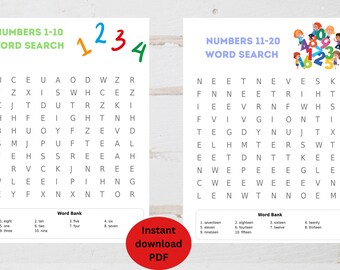 5 word Search Printable Puzzle Kindergarten First Grade Word Search BUNDLE WORKSHEETS Homeschool Learning Word Search Puzzle for Kids, pre-k