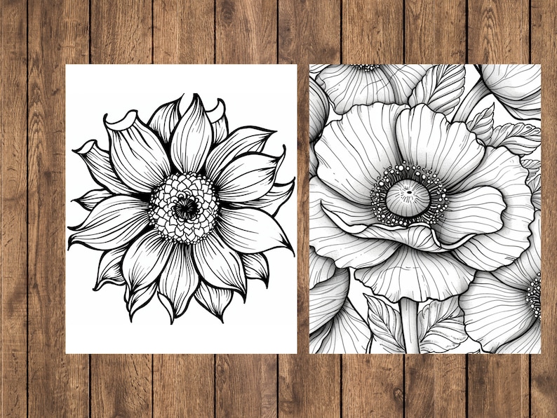 53 Flower Coloring, Bold and Easy Floral Coloring Pages, Flowers ...