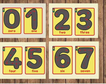 Number Tracing Posters & Flashcards, Vehicles and Roads, Printable, Counting, Learn Numbers, Writing, Preschool and Kindergarten Activity