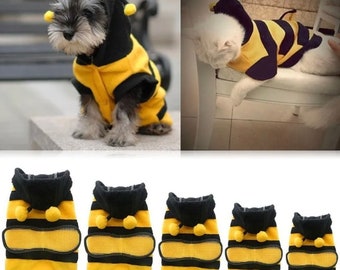 Bumblebee Dog or Cat Costume! - Fleece Bumblebee Jacket/Hoodie for Warmth or Style!