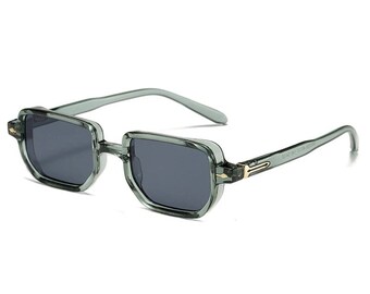 EI-Retro rechteckige Sonnenbrille für Herren, Punk-Sonnenbrille mit Farbverlauf, UV400-Farbtöne, modisches Olivgrün, RiSALE