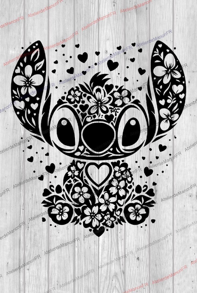 Stitch Mandala SVG - Fichier numérique - Mandala Svg - Silhouette fichier, T-shirt Svg, Png, imprimable, clipart, svg lilo et stitch image 1