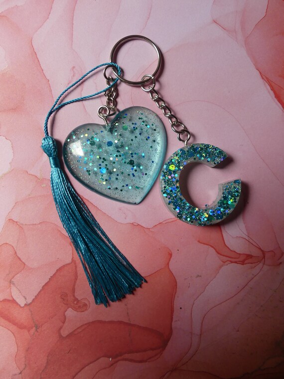 Llaveros Inicial Mujeres Llavero Personalizado Letra Inicial - Con Borla, Resina Epoxi, Regalo Para Mujeres Y Niñas Llavero Regalo Niñas
