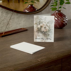 Carte de mariage élégante avec un design floral romantique - « Pour toujours commence aujourd'hui » - Carte de félicitations sincères et intemporelles