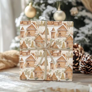 Nostalgic Gingerbread House Gift Wrap - Christmas Wrapping Paper with Charming Vintage Design image 9